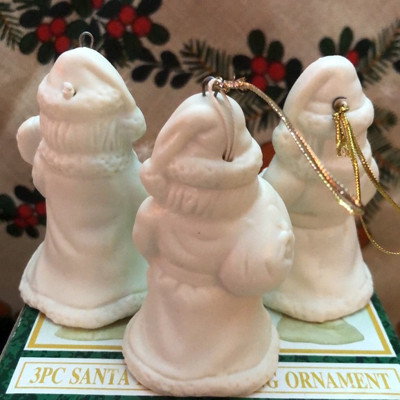 Vintage Porcelain, Santa Bell Hanging Ornament's Jade Collection 3pcs 3.5x2” - Picture 2 of 4